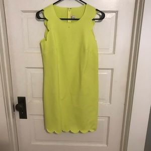 J Crew scalloped neon dress